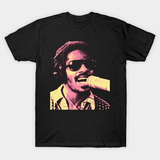 Singer Stevie Wonder Pink T-Shirt by OliverIsis33